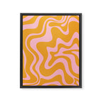 Retro Liquid Swirl Abstract Pattern Pink and Mustard Marigold Framed Canvas Print Gallery Image 6