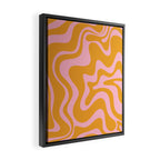 Retro Liquid Swirl Abstract Pattern Pink and Mustard Marigold Framed Canvas Print Gallery Image 2
