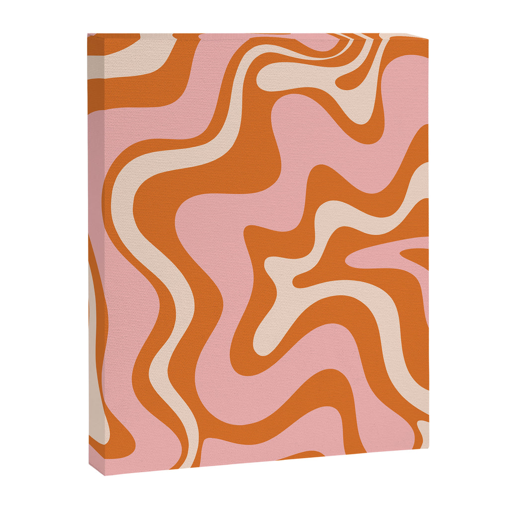 Retro Liquid Swirl Abstract Pattern Pink Orange Cream Canvas Print Gallery Image 6
