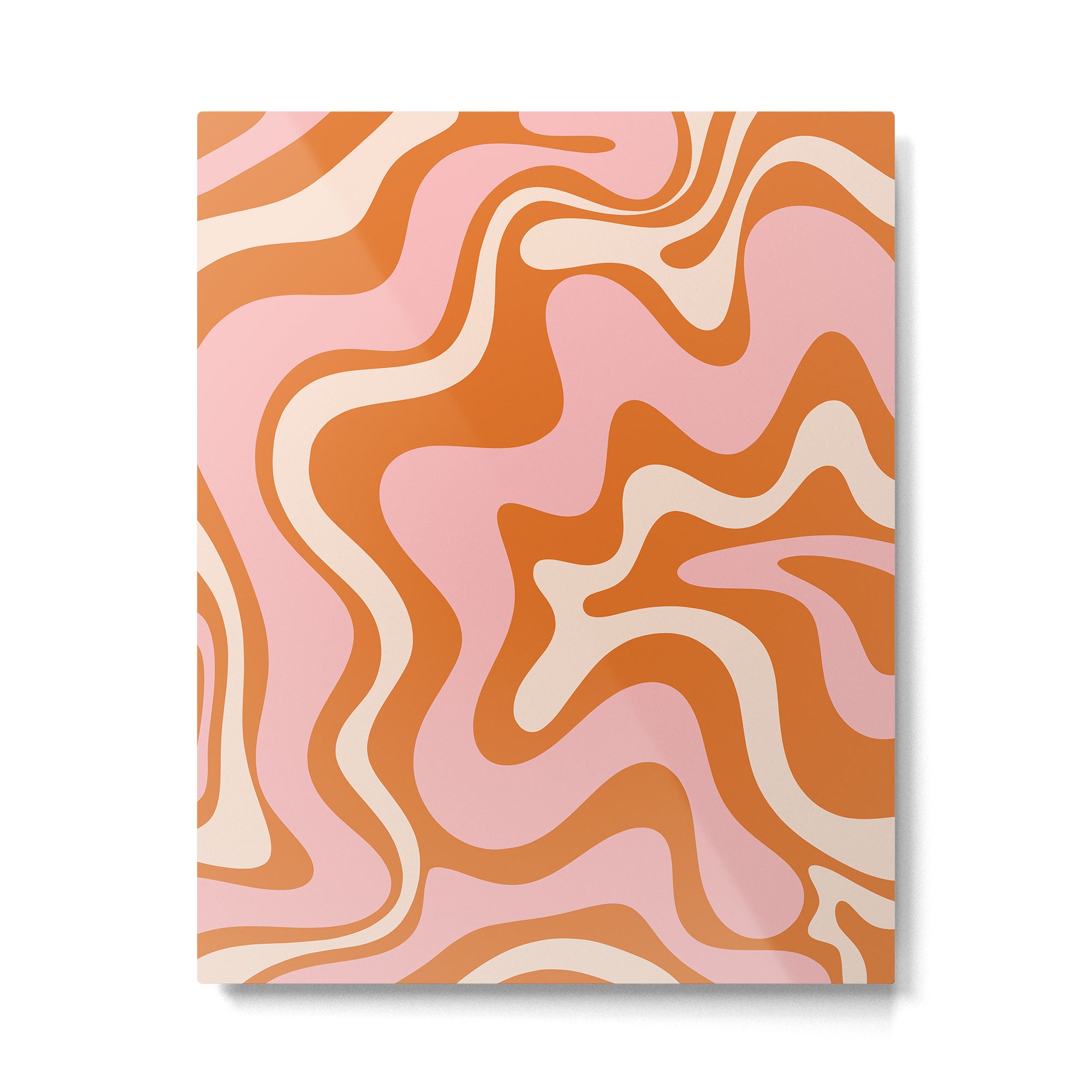 Retro Liquid Swirl Abstract Pattern Pink Orange Cream Metal Print Gallery Image 4