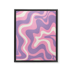 Retro Liquid Swirl Abstract Pattern Pink Purple Cream Framed Canvas Print Gallery Image 6