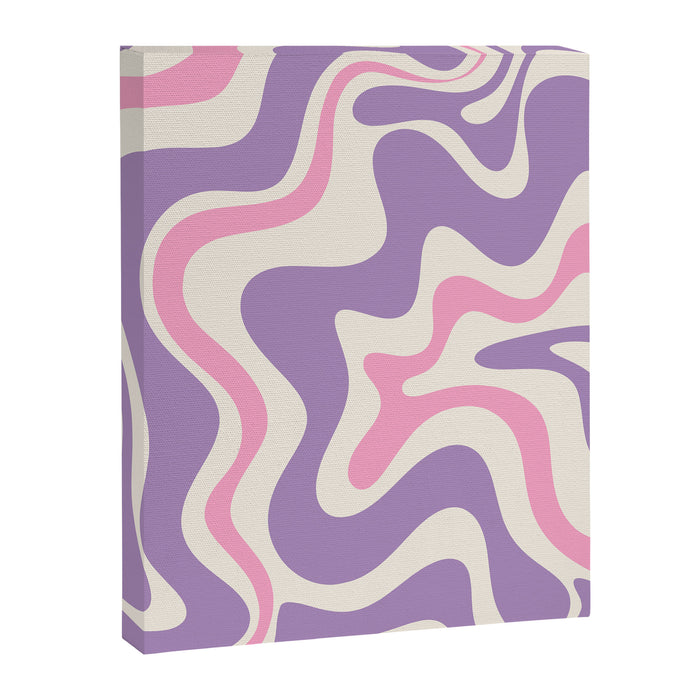 Retro Liquid Swirl Abstract Pattern Purple Pink Cream Canvas Print Gallery Image 1
