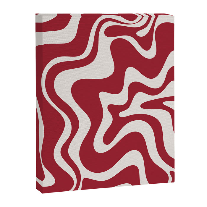 Retro Liquid Swirl Abstract Pattern Red Maroon Canvas Print Gallery Image 1