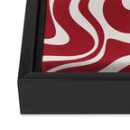 Retro Liquid Swirl Abstract Pattern Red Maroon Framed Canvas Print Gallery Image 3