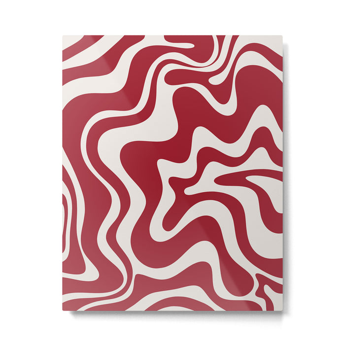Retro Liquid Swirl Abstract Pattern Red Maroon Metal Print Gallery Image 1