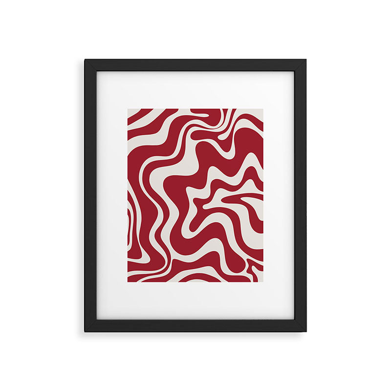 Retro Liquid Swirl Abstract Pattern Red Maroon Framed Art Print Gallery Image 5