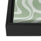 Retro Liquid Swirl Abstract Pattern Sage Framed Canvas Print Gallery Image 3