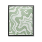 Retro Liquid Swirl Abstract Pattern Sage Framed Canvas Print Gallery Image 6
