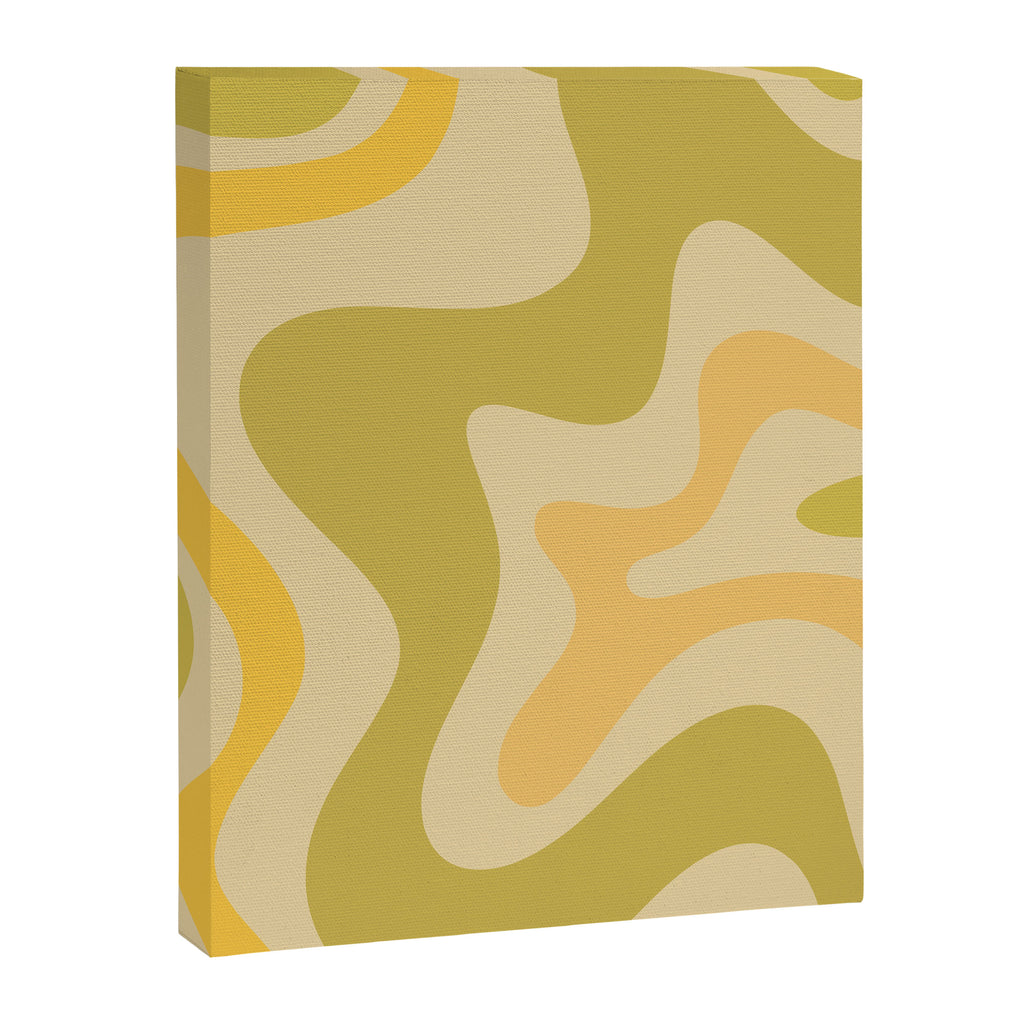 Retro Liquid Swirl Abstract Pattern Square Avocado Lemon Canvas Print Gallery Image 8