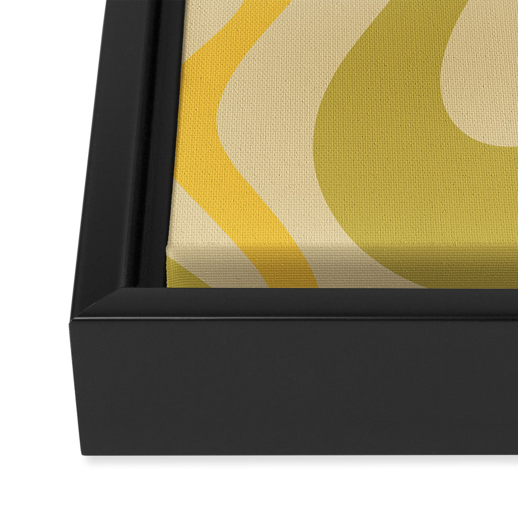 Retro Liquid Swirl Abstract Pattern Square Avocado Lemon Framed Canvas Print Gallery Image 3