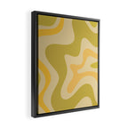 Retro Liquid Swirl Abstract Pattern Square Avocado Lemon Framed Canvas Print Gallery Image 2