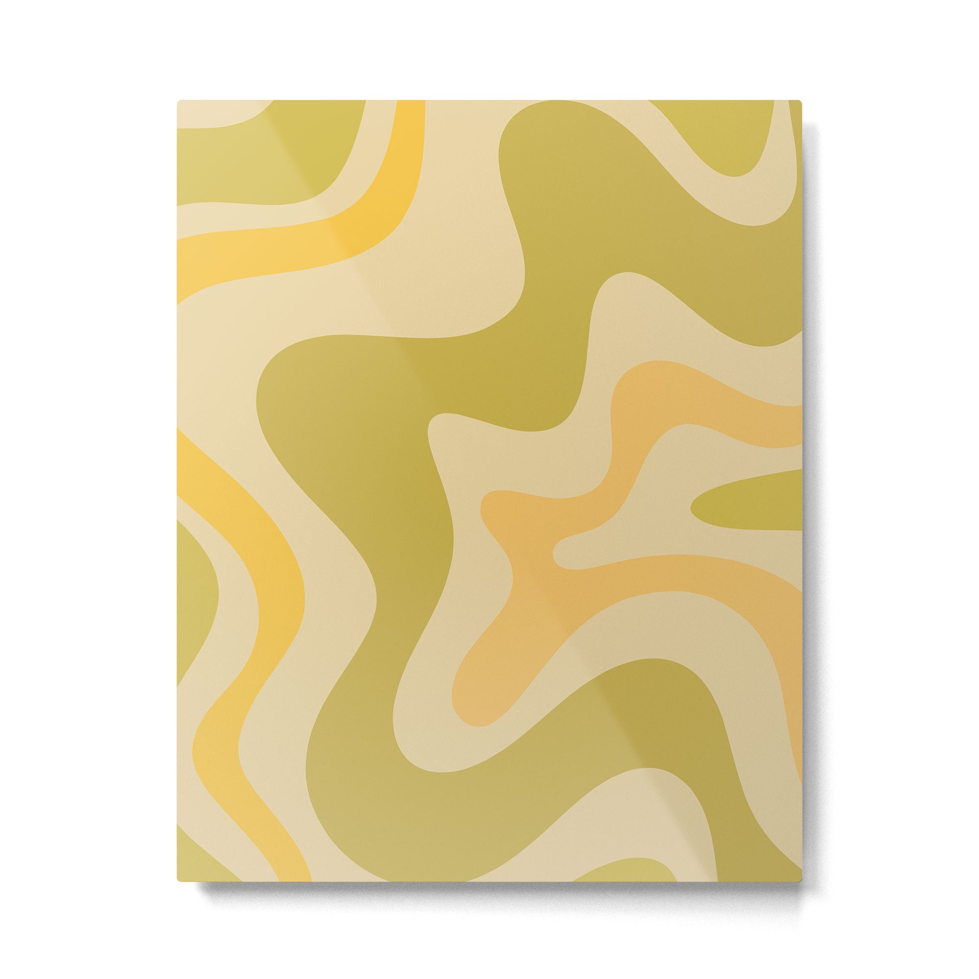 Retro Liquid Swirl Abstract Pattern Square Avocado Lemon Metal Print Gallery Image 6