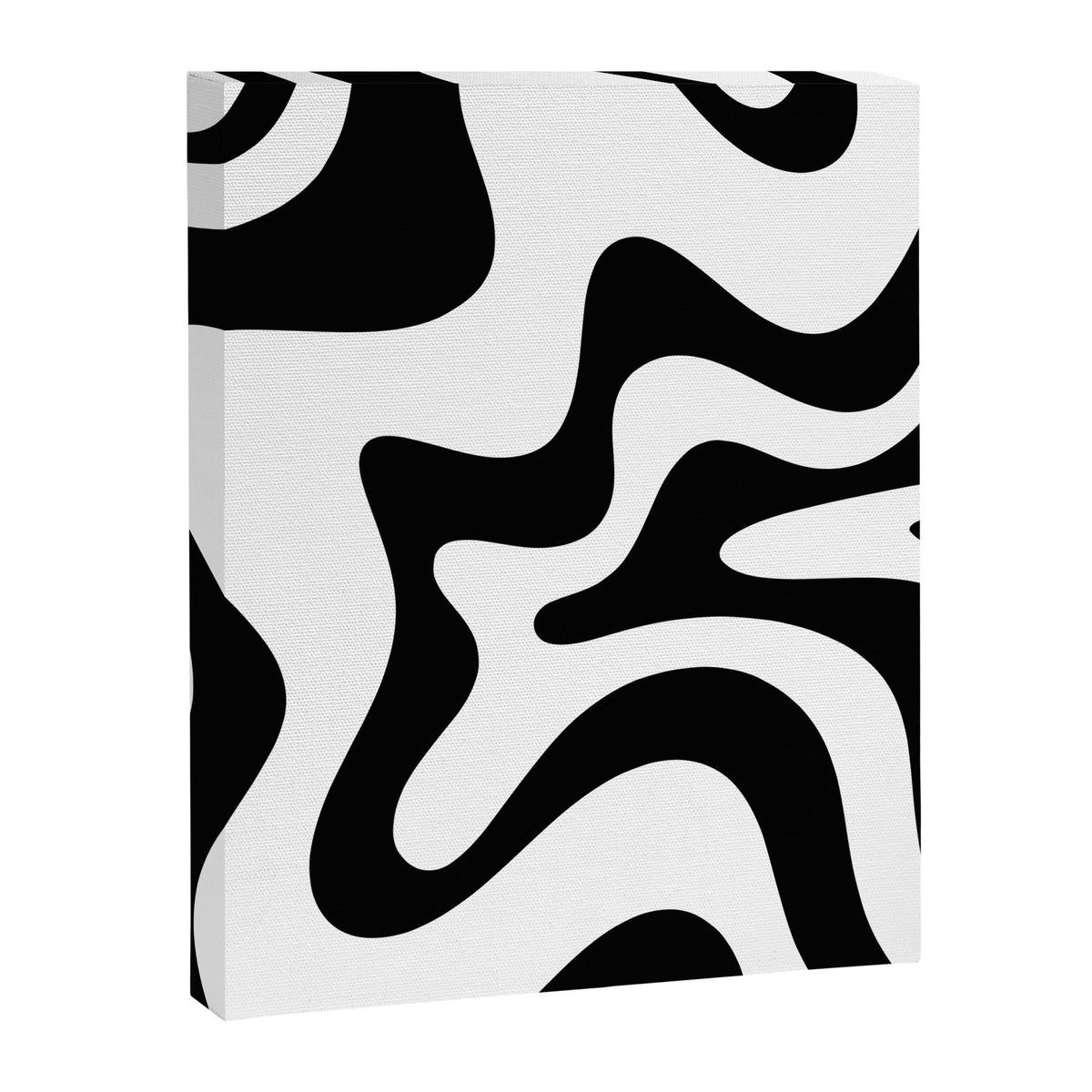 Retro Liquid Swirl Abstract Pattern Square Black and White Canvas Print Gallery Image 8
