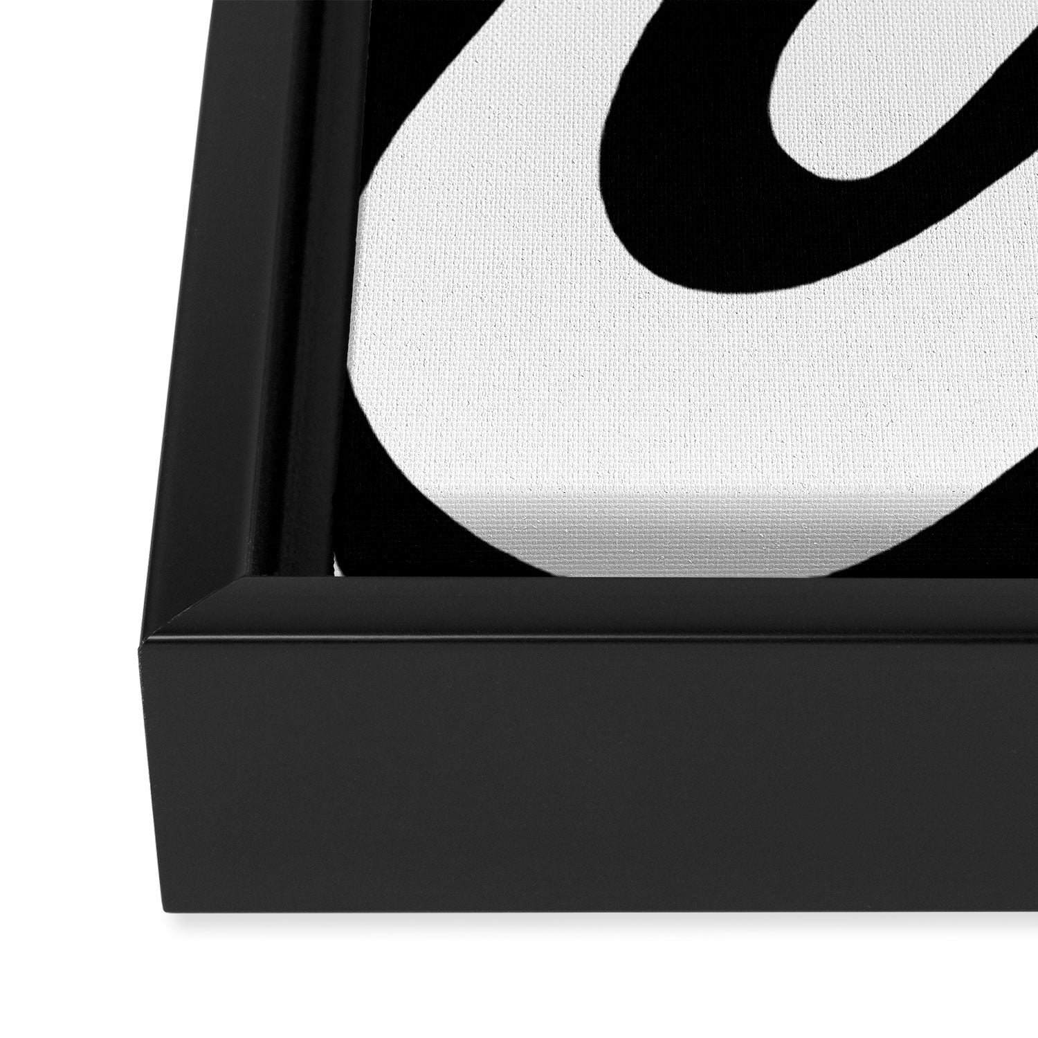 Retro Liquid Swirl Abstract Pattern Square Black and White Framed Canvas Print Gallery Image 3