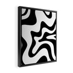 Retro Liquid Swirl Abstract Pattern Square Black and White Framed Canvas Print Gallery Image 2