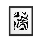 Retro Liquid Swirl Abstract Pattern Square Black and White Framed Art Print Gallery Image 6