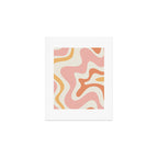 Retro Liquid Swirl Abstract Pattern Square Blush Cream Cantaloupe Mustard Art Print Gallery Image 1