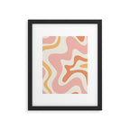 Retro Liquid Swirl Abstract Pattern Square Blush Cream Cantaloupe Mustard Framed Art Print Gallery Image 6