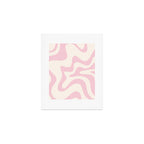 Retro Liquid Swirl Abstract Pattern Square in Baby Pink and Cream Art Print Gallery Image 1
