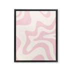 Retro Liquid Swirl Abstract Pattern Square in Baby Pink and Cream Framed Canvas Print Gallery Image 8
