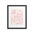 Retro Liquid Swirl Abstract Pattern Square in Baby Pink and Cream Framed Art Print Gallery Image 6
