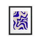 Retro Liquid Swirl Abstract Pattern Square in Beige and Cobalt Blue Framed Art Print Gallery Image 6