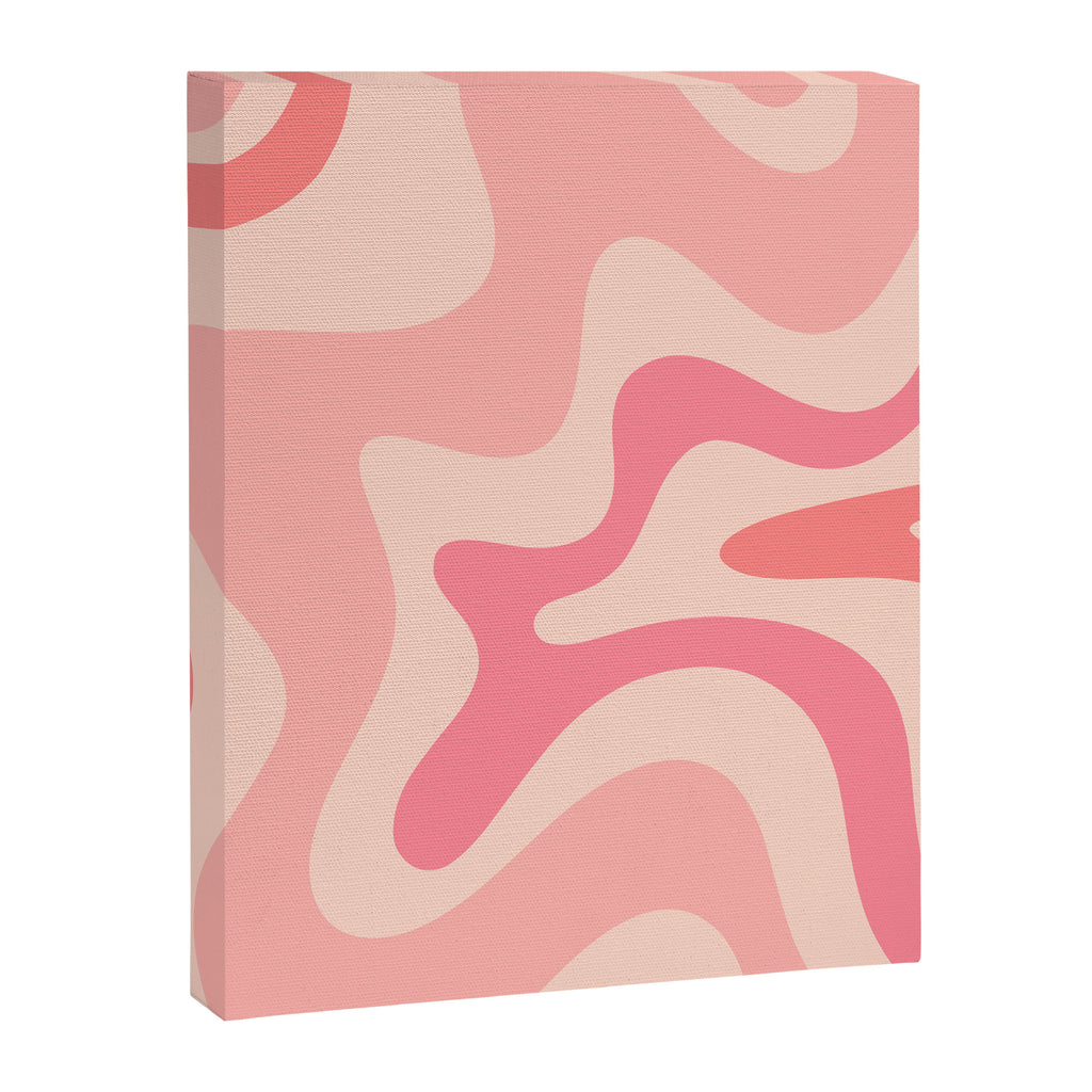 Retro Liquid Swirl Abstract Pattern Square In Blush Pink Tones Canvas Print Gallery Image 8