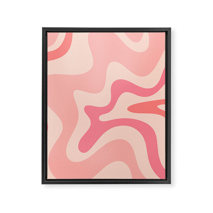Retro Liquid Swirl Abstract Pattern Square In Blush Pink Tones Framed Canvas Print Gallery Image 1