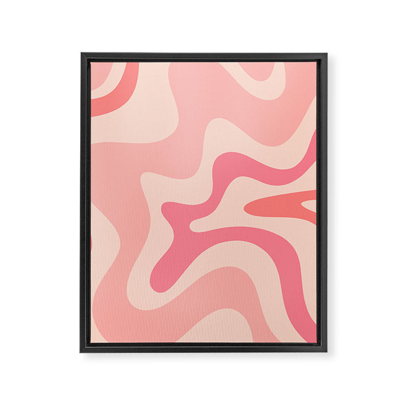 Retro Liquid Swirl Abstract Pattern Square In Blush Pink Tones Framed Canvas Print Gallery Image 8