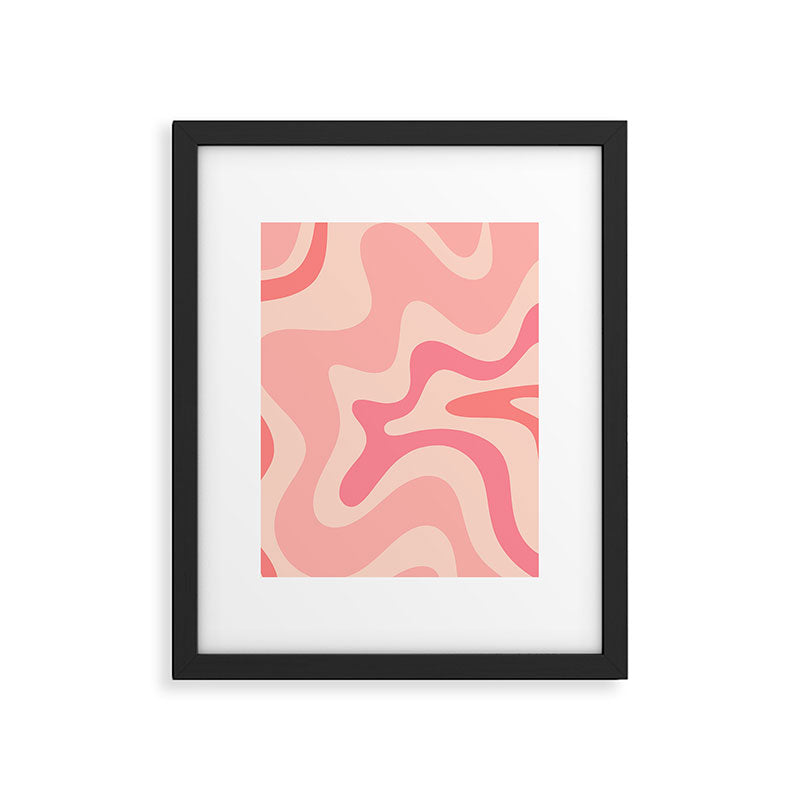 Retro Liquid Swirl Abstract Pattern Square In Blush Pink Tones Framed Art Print Gallery Image 6