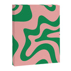 Retro Liquid Swirl Abstract Pattern Square in Bright Green and Blush Pink Canvas Print Gallery Image 8