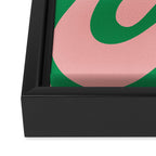 Retro Liquid Swirl Abstract Pattern Square in Bright Green and Blush Pink Framed Canvas Print Gallery Image 3