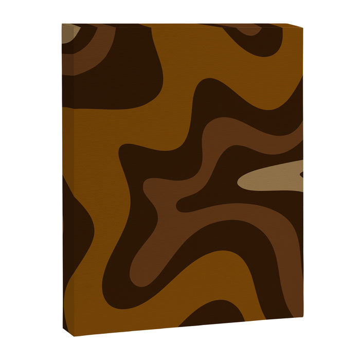 Retro Liquid Swirl Abstract Pattern Square in Brown Tones Canvas Print Gallery Image 1