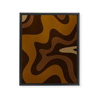 Retro Liquid Swirl Abstract Pattern Square in Brown Tones Framed Canvas Print Gallery Image 8