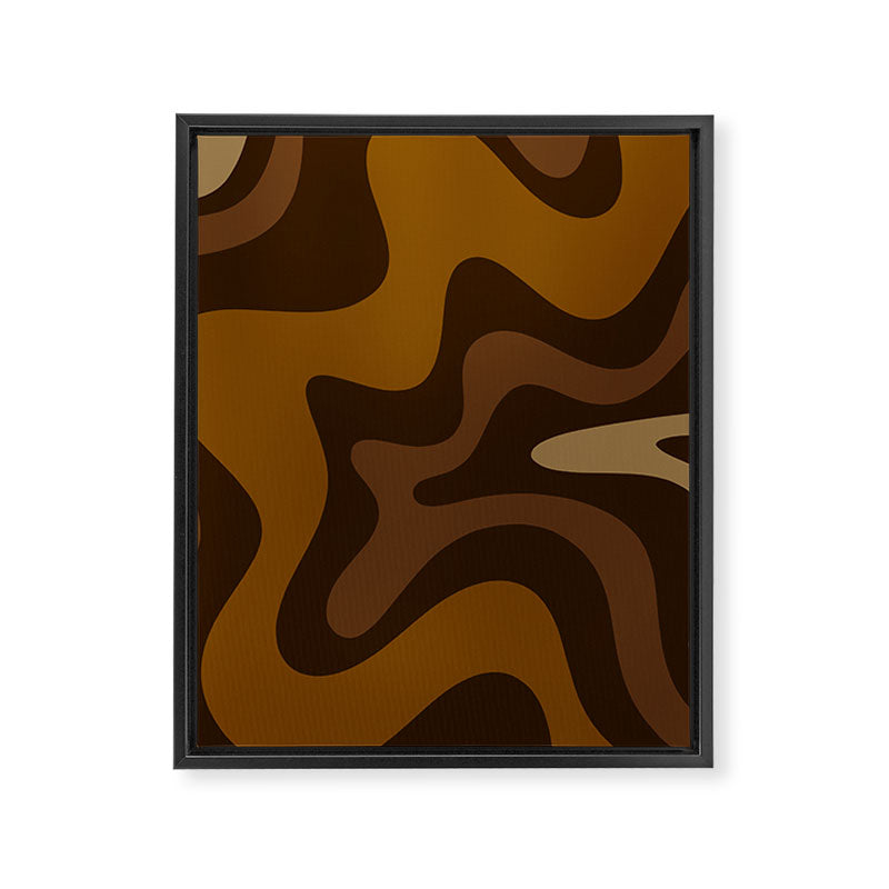 Retro Liquid Swirl Abstract Pattern Square in Brown Tones Framed Canvas Print Gallery Image 8