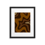 Retro Liquid Swirl Abstract Pattern Square in Brown Tones Framed Art Print Gallery Image 6