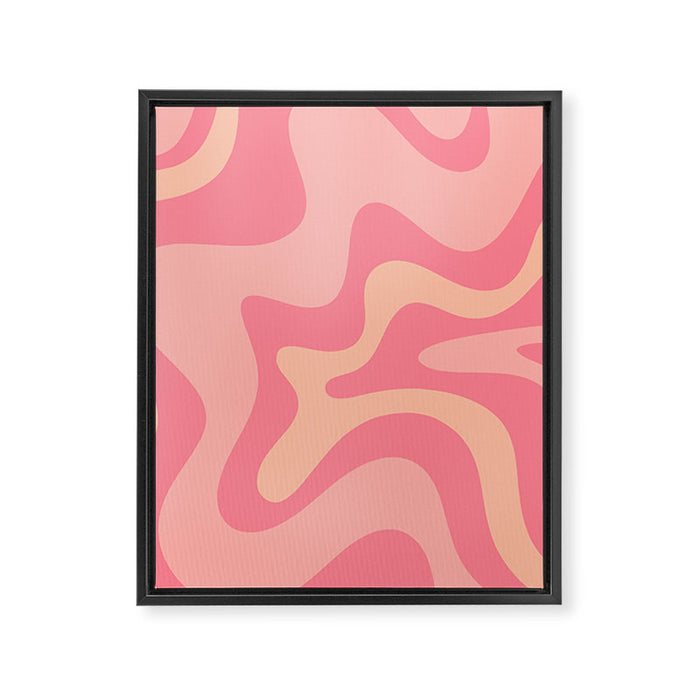 Retro Liquid Swirl Abstract Pattern Square In Bubblegum Blush Pink Tones Framed Canvas Print Gallery Image 1