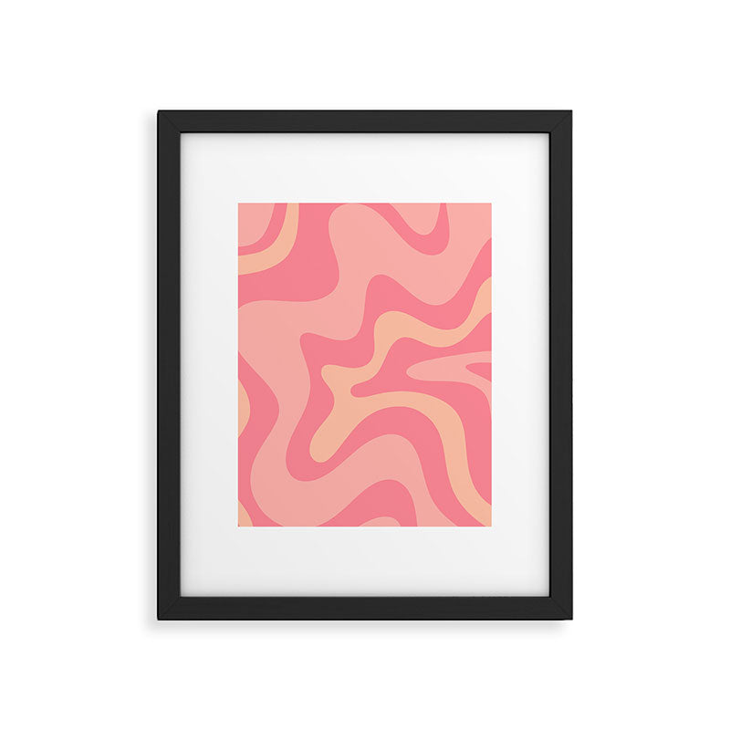 Retro Liquid Swirl Abstract Pattern Square In Bubblegum Blush Pink Tones Framed Art Print Gallery Image 6
