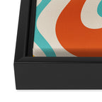 Retro Liquid Swirl Abstract Pattern Square in Mid Century Modern Burnt Orange, Teal Blue, Mustard Yellow, and Beige Framed Canvas Print Gallery Image 3