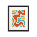 Retro Liquid Swirl Abstract Pattern Square in Mid Century Modern Burnt Orange, Teal Blue, Mustard Yellow, and Beige Framed Art Print Gallery Image 6