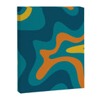 Retro Liquid Swirl Abstract Pattern Square in Moroccan Blue, Teal, Orange, and Mustard Canvas Print Gallery Image 8