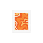 Retro Liquid Swirl Abstract Pattern Square in Orange and Tangerine Tones Art Print Gallery Image 1