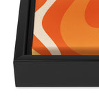 Retro Liquid Swirl Abstract Pattern Square in Orange and Tangerine Tones Framed Canvas Print Gallery Image 3