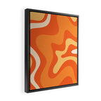 Retro Liquid Swirl Abstract Pattern Square in Orange and Tangerine Tones Framed Canvas Print Gallery Image 2