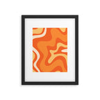 Retro Liquid Swirl Abstract Pattern Square in Orange and Tangerine Tones Framed Art Print Gallery Image 6