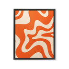 Retro Liquid Swirl Abstract Pattern Square in Tangerine Orange and Peach Framed Canvas Print Gallery Image 8