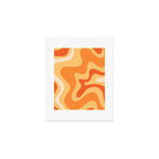 Retro Liquid Swirl Abstract Pattern Square in Tangerine Orange Yellow Tones Art Print Gallery Image 1