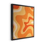 Retro Liquid Swirl Abstract Pattern Square in Tangerine Orange Yellow Tones Framed Canvas Print Gallery Image 2