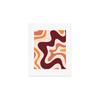 Retro Liquid Swirl Abstract Pattern Square in Terracotta Earth Tones on Cream Art Print Gallery Image 1