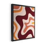 Retro Liquid Swirl Abstract Pattern Square in Terracotta Earth Tones on Cream Framed Canvas Print Gallery Image 2